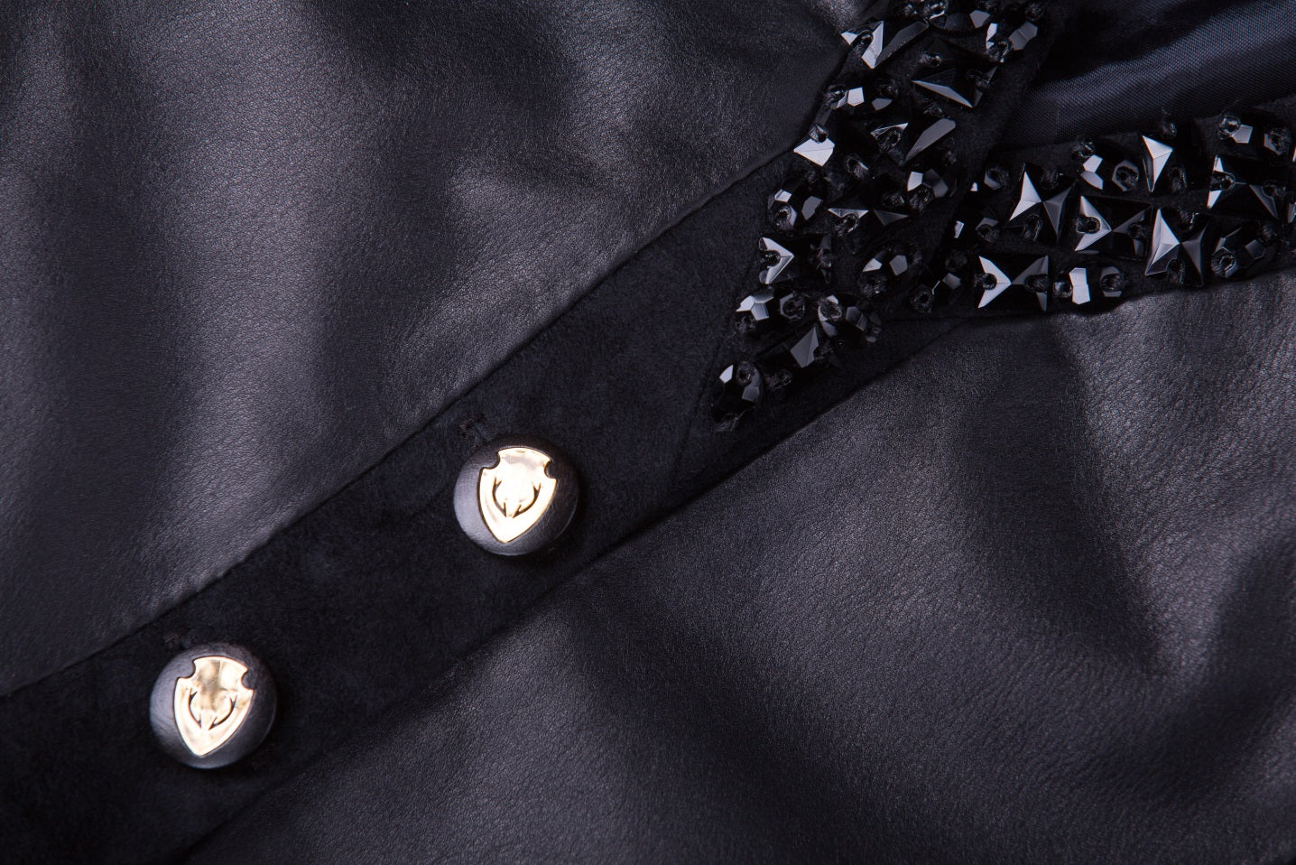 Black Rhinestones Reindeer Leather Jacket Limited Edition