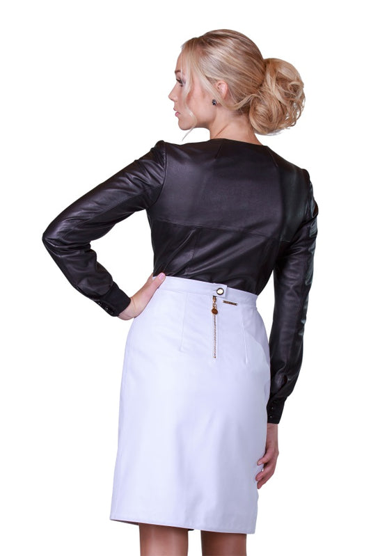 Draped Rhinestones Reindeer Leather Skirt -  Limited Edition