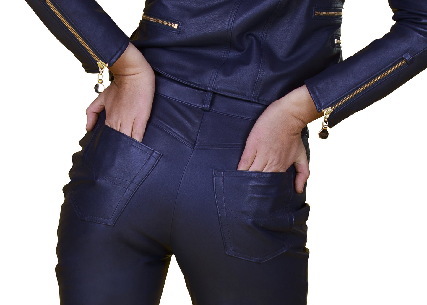 Fitted Zipper Reindeer Leather Pants -  Limited Edition