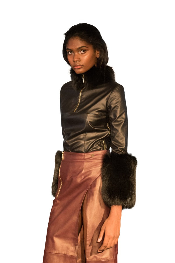 Front Split Reindeer Leather Skirt Limited Edition Mariela Pokka
