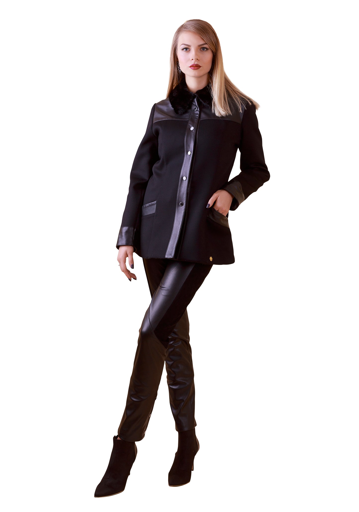 Merino Wool Mink Reindeer Leather Winter Jacket -  Limited Edition