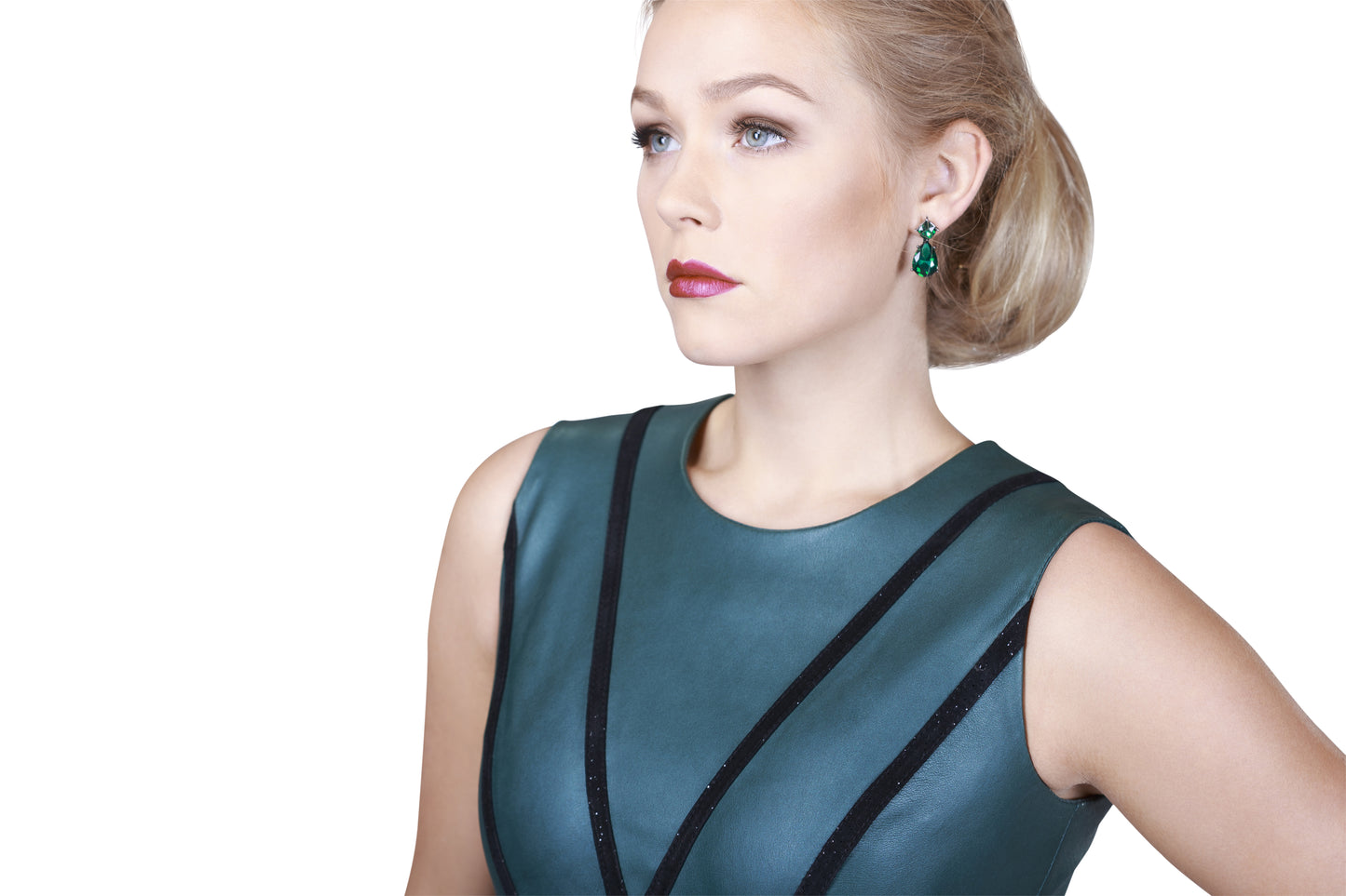 Green Trimmed Reindeer Leather Dress -  Limited Edition