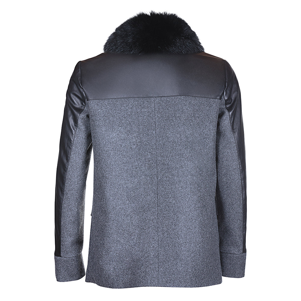 Men Wool Fox Collar Reindeer Leather Jacket -  Limited Edition