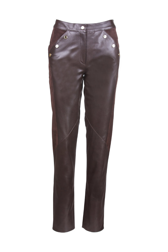 Tailored Black-Brown Suede Reindeer Leather Pants- Limited Edition