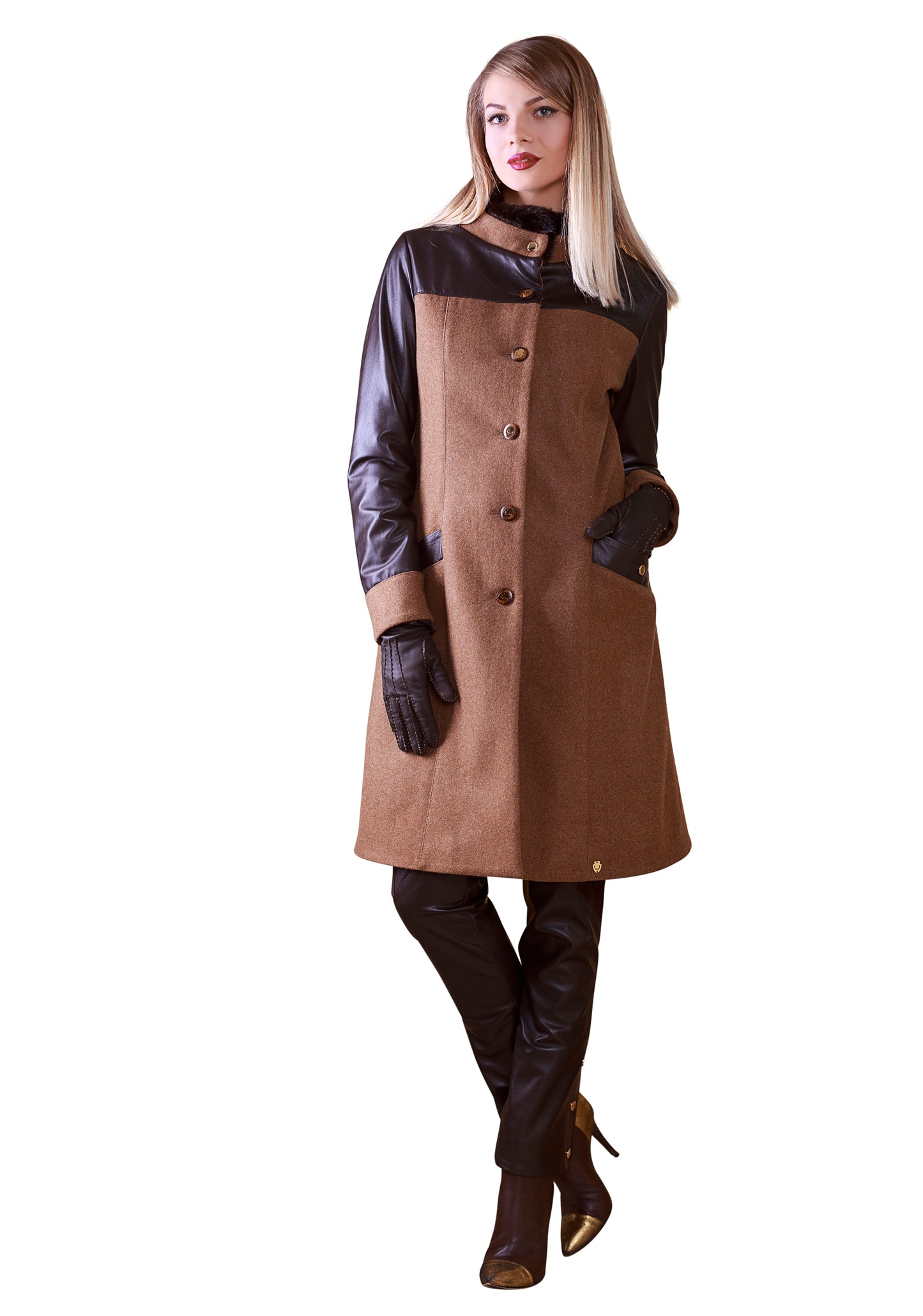 Merino Wool Mink Reindeer Leather Trench -  Limited Edition