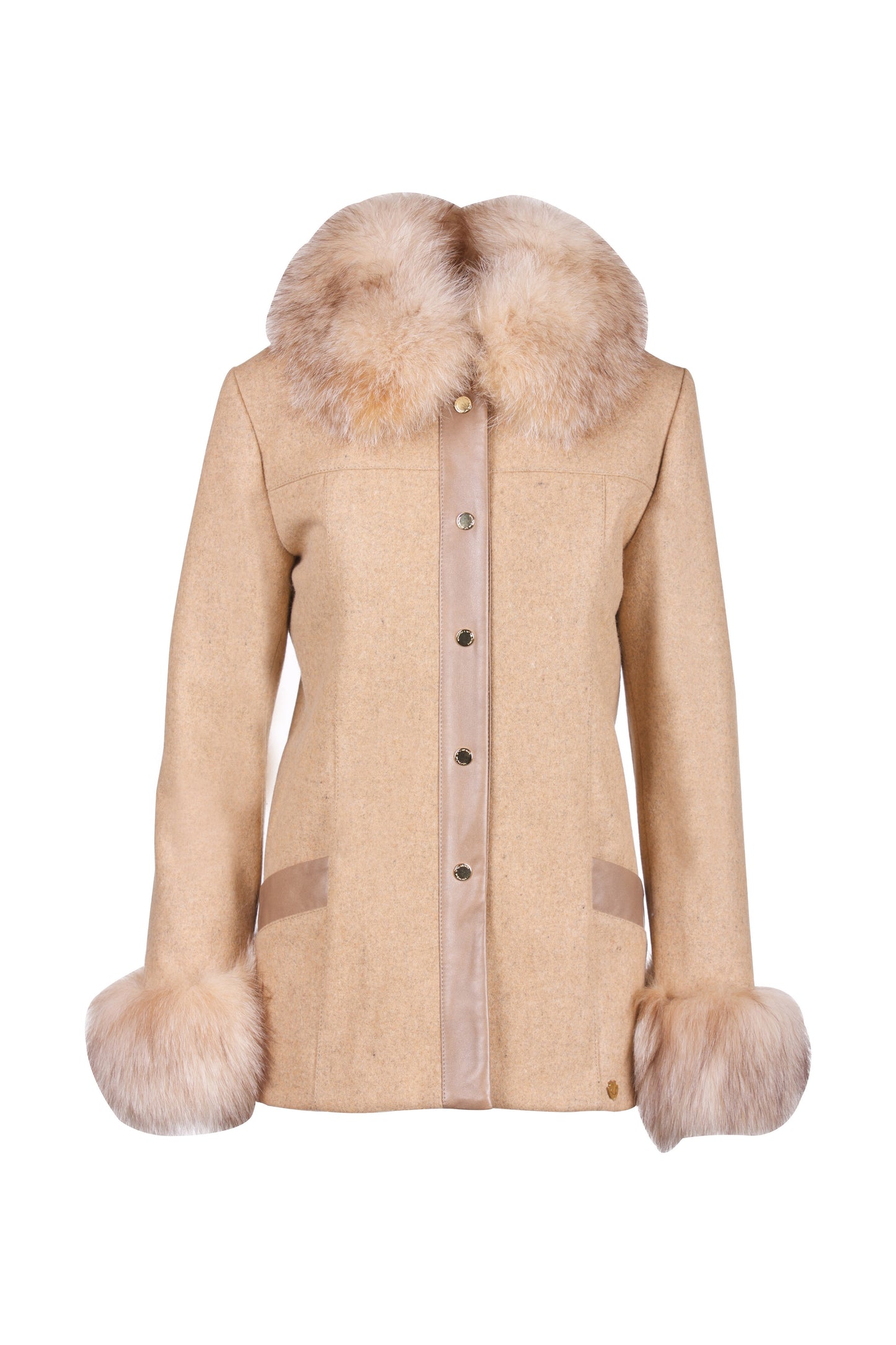 Merino Wool Fox Cuff Reindeer Leather Winter Jacket -  Limited Edition