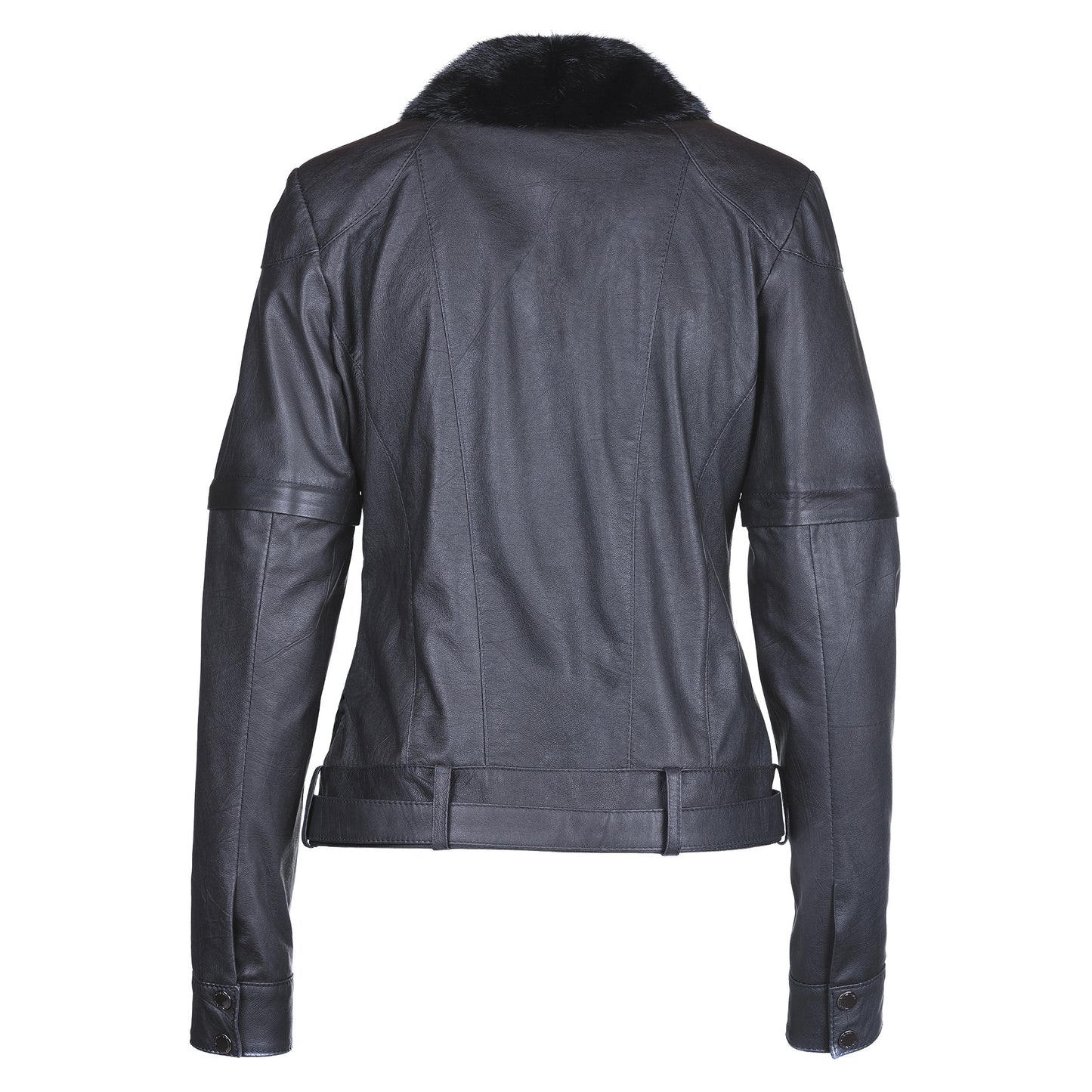 Mink Removable Sleeves Reindeer Leather Jacket- Limited Edition