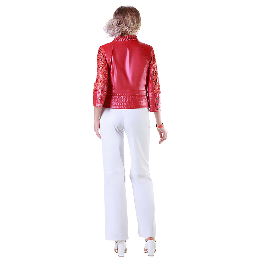 Removable Pannel Lace Sequin Reindeer Leather Jacket- Limited Edition