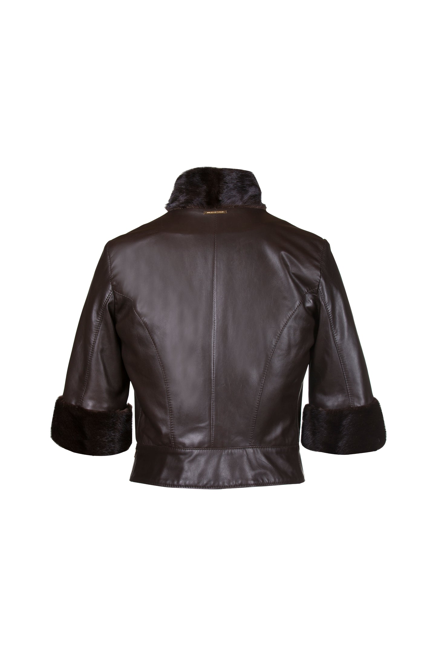 Mink Cropped Sleeve Reindeer Leather Jacket- Limited Edition