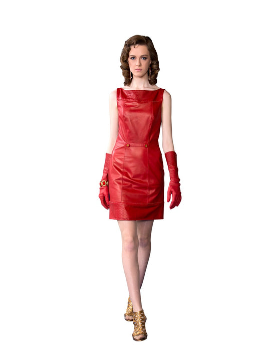 Rhinestone Perforated Reindeer Leather Dress- Limited Edition