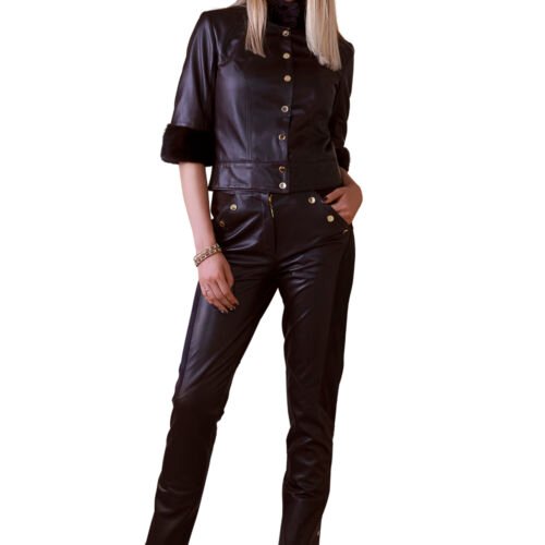 Tailored Black-Brown Suede Reindeer Leather Pants- Limited Edition